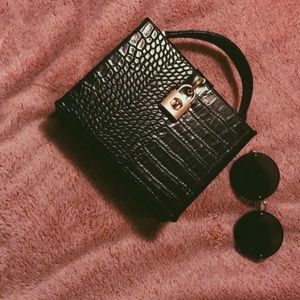 Black mini croc purse